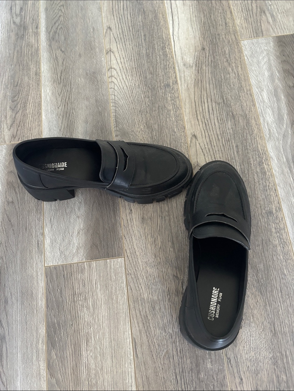 Black Lug-Sole Penny Loafers for Women - Picture 6 of 7